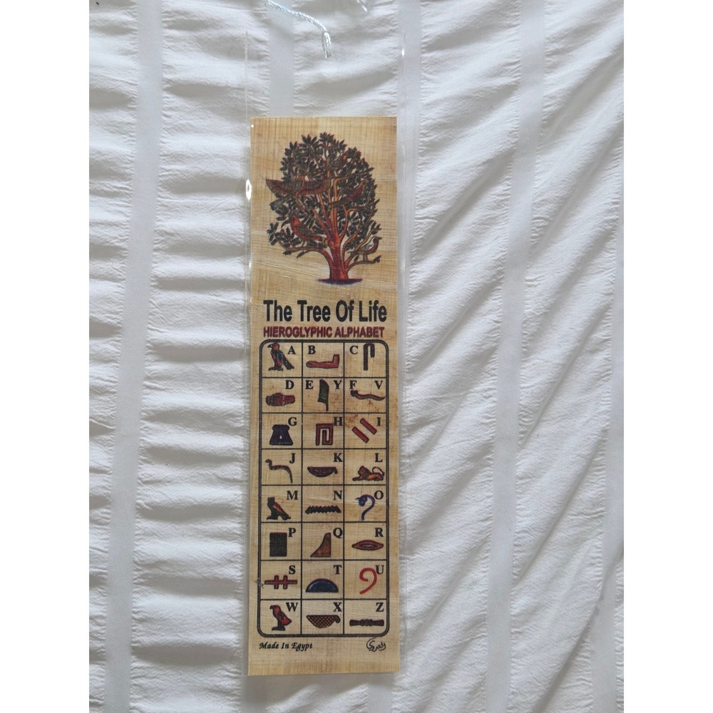 Two Egyptian Papyrus Bookmark Bastet Cat Hieroglyphic Made in Egypt 2x7in